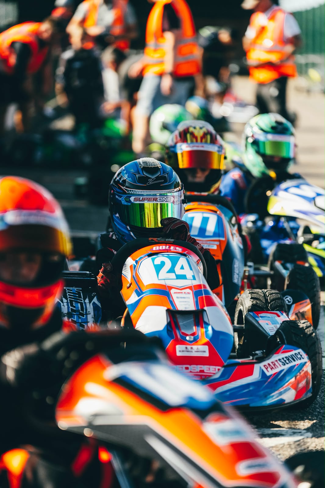 MightE Bambino electric karts on the grid
