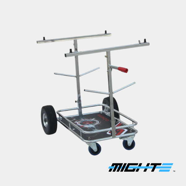 Senzo Chrome 4 Wheel Kart Trolley With Tyre Posts