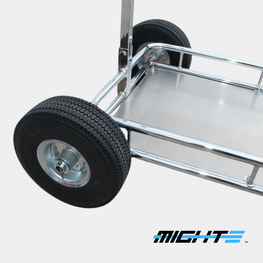 Senzo Chrome 4 Wheel Kart Trolley With Tyre Posts