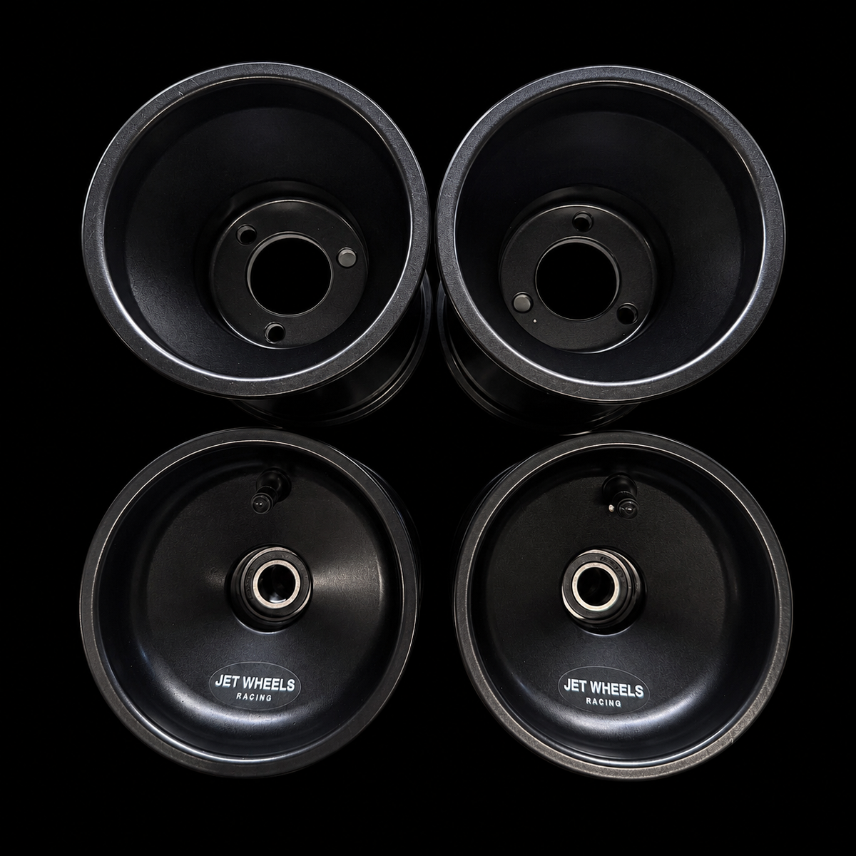 Set of four black Jet Wheels for Bambino and Cadet karts