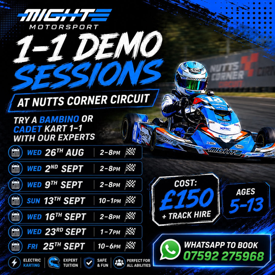 MightE 1-to-1 demo sessions at Nutts Corner Circuit, August and September 2026