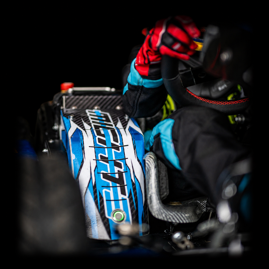 MightE MiamE Bambino electric kart powertrain fitted to a kart